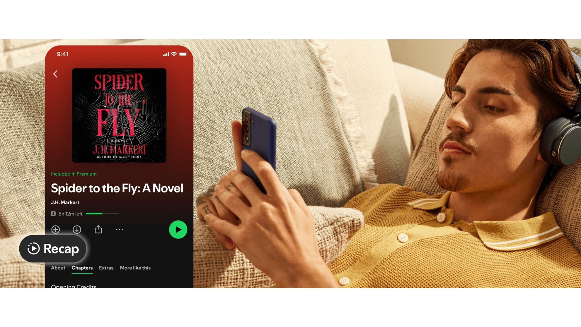 Spotify-Audiobooks-AI-recap A screenshot of the Spotify Recap feature being used.