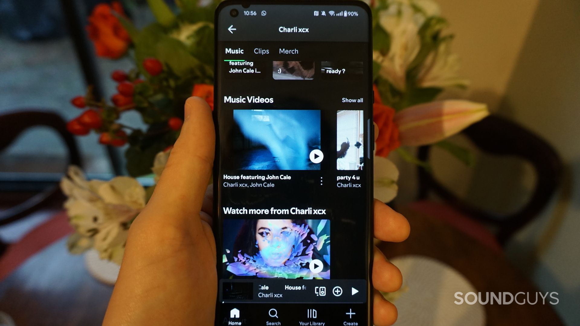 Spotify-Music-Videos-Charlie-XCX A photograph of Charlie XCX music videos on the Spotify mobile app.