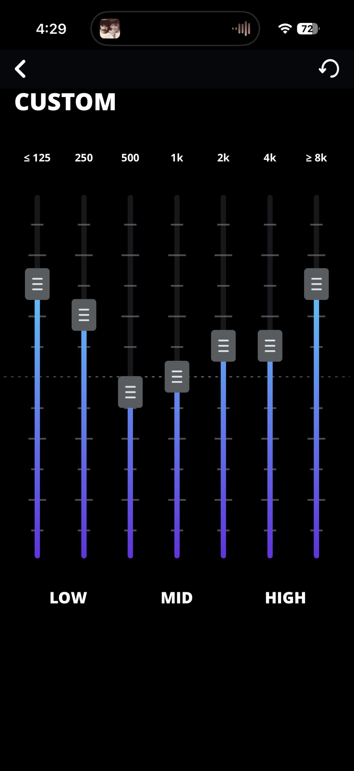 Screenshot of the JBL Portable app while connected to a PartyBox 720.