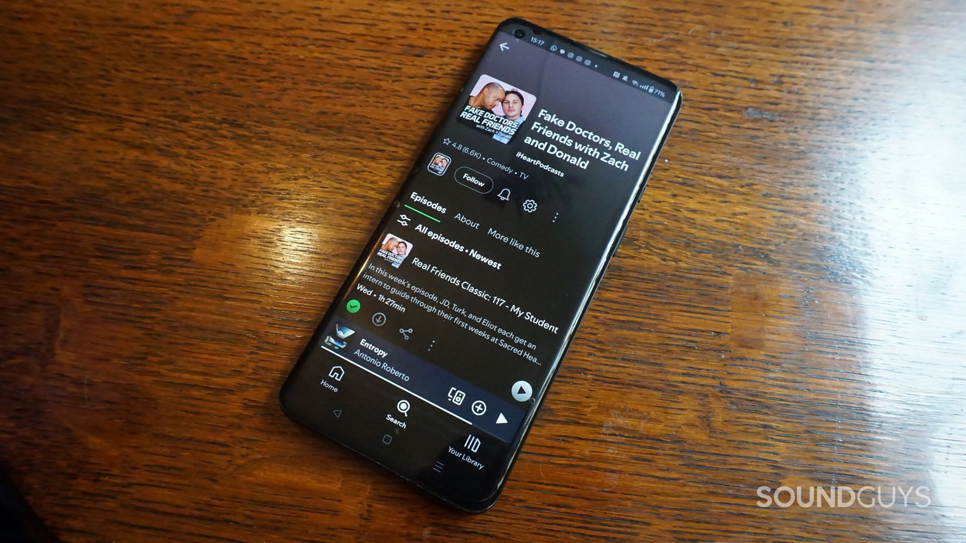 Fake-Doctors-Real-Friends-Spotify-Podcast A photograph of the Fake Doctors Real Friends podcast on Spotify.