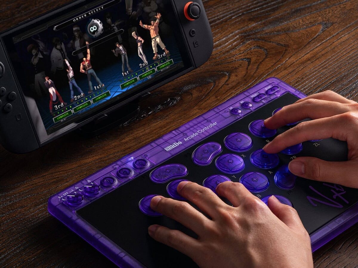 8BitDo Arcade Controller Transparent Purple Signature Edition